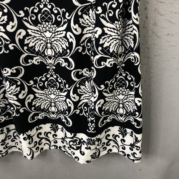 Sandra Darren Dress Womens 22W Black White Damask Sleeveless A-Line Plus Lined - Picture 12 of 16